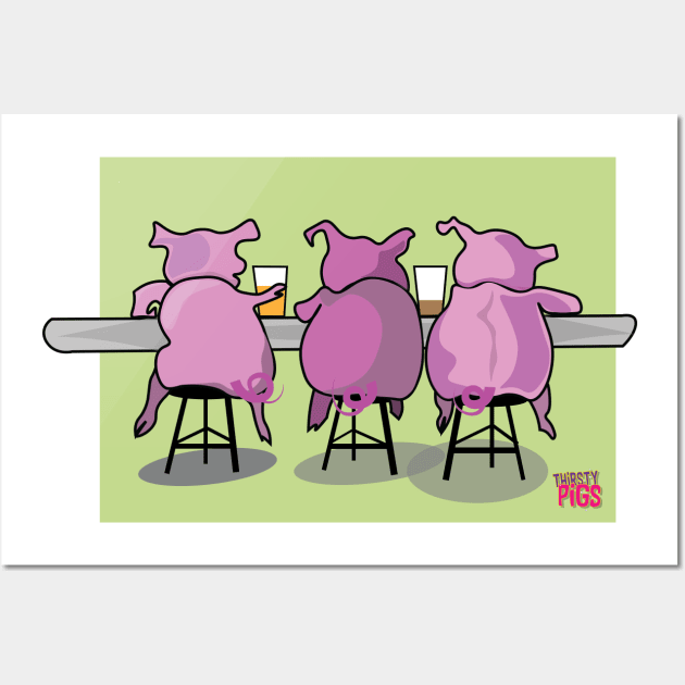 Thirsty Pigs Wall Art by ByersArtLab